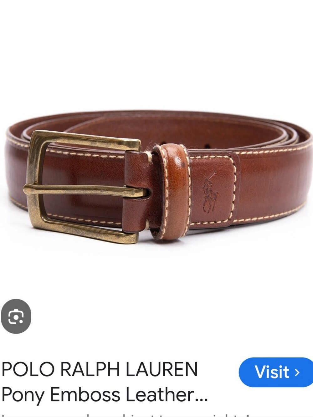 MEN'S POLO RALPH LAUREN CLASSIC PONY BROWN LEATHER BELT SOLID BRASS BUCKLE